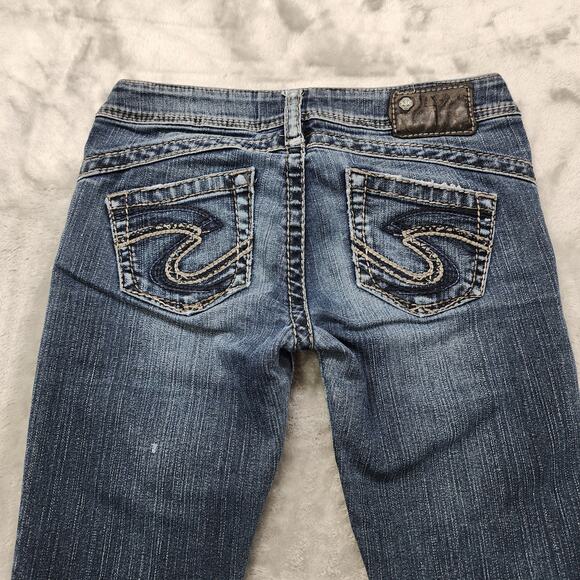 Silver Jeans Womens W25/L33.5* Blue Tuesday 16 1/2" Low Rise Bootcut Stretch - Picture 7 of 16